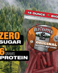 Old Trapper Original DeliStyle Beef Sticks15Ounce Package Perfect for OntheGo Snacking Six Grams of Protein and Zero Grams of Sugar per Serving Pack of One