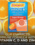 Emergen-C Immune+ 1000mg Vitamin C Powder, with Vitamin D, Zinc, Antioxidants and Electrolytes for Immunity, Immune Support Dietary Supplement, Super Orange Flavor - 30 Count/1 Month Supply