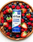 Virtue Clean Energy, Berries - Natural Energy Drink - 8.4 oz (Pack of 12)