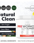 Ultra Clean Stim Free Pump Pre Workout + Nitric Oxide Booster (Fruit Punch) Beetroot, 7G Arginine Citrulline Malate, Betaine, Beta A, ACV+ - Sugar/Caffeine Free Natural Non Stim Preworkout Men & Women