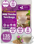 FreshDrinkUS Premium 135 Milk Thistle Tea Bags 100 Natural  Pure from Milk Thistle Seeds Milk Thistle Seed Herbal Tea Milk Thistle Seed Tea Made with Natural Material Tea Bags No Sugar No Caffeine No Gluten Vegan