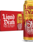 Liquid Death Iced Black Tea, Rest in Peach 19.2 oz King Size Cans (8-Pack)