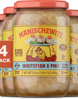 Manischewitz Whitefish  Pike Gefilte Fish in Liquid Broth 24oz 4 Pack  All Natural Packed with Protein No Added MSG Kosher for Passover