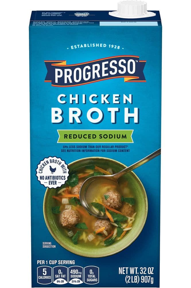 Progresso Chicken Broth, Reduced Sodium, Gluten Free, 32 oz.