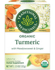 Traditional Medicinals Tea Organic Turmeric wMeadowsweet  Ginger Supports a Healthy Response to Inflammation 16 Tea Bags