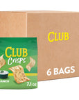 Club Cracker Crisps, Baked Snack Crackers, Party Snacks, Ranch (6 Bags)