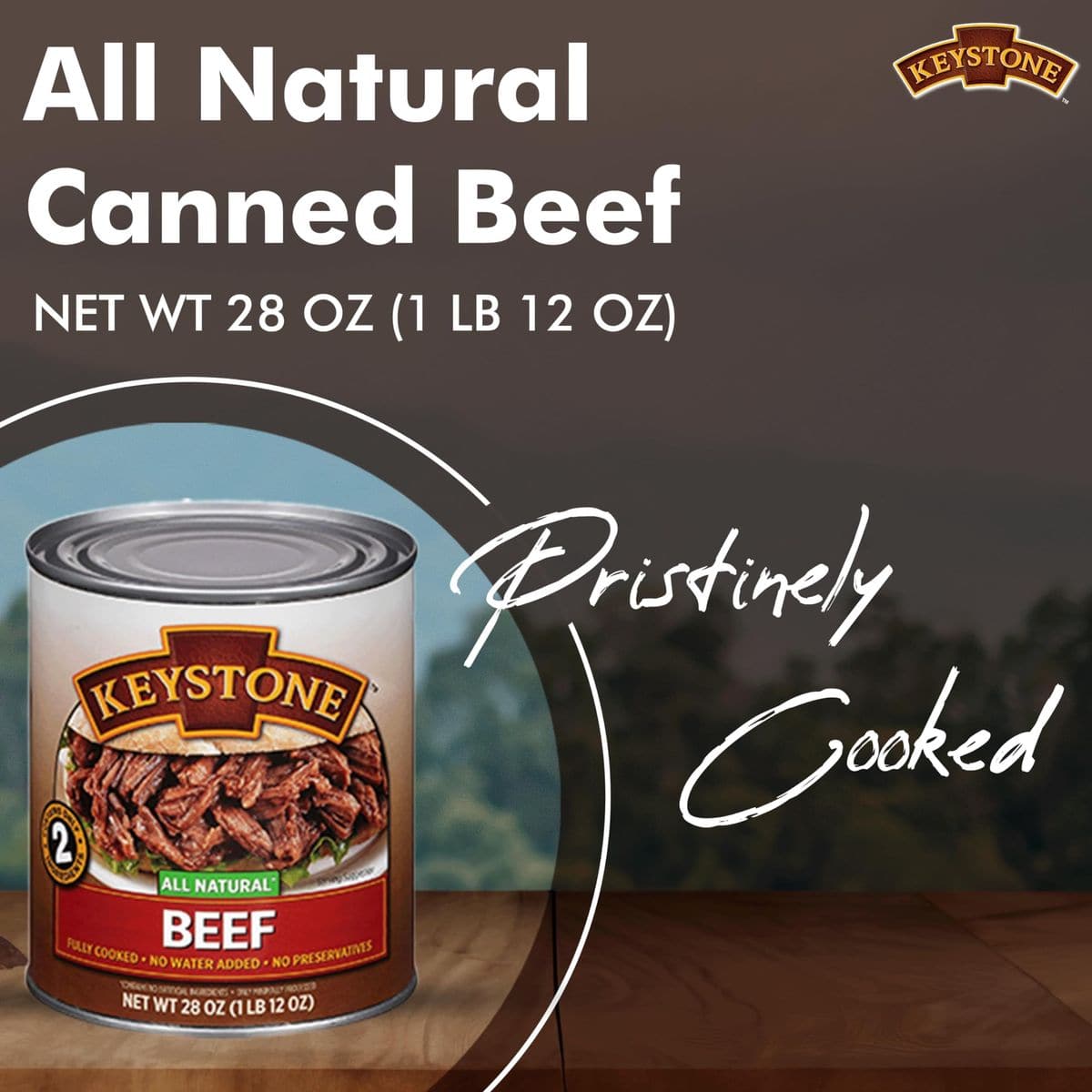 Keystone Meats All Natural Canned Beef 28 Oz Long Shelf Life Emergency Survival Food Canned Meat  Fully Cooked Ready to Eat  Gluten Free Pack of 12