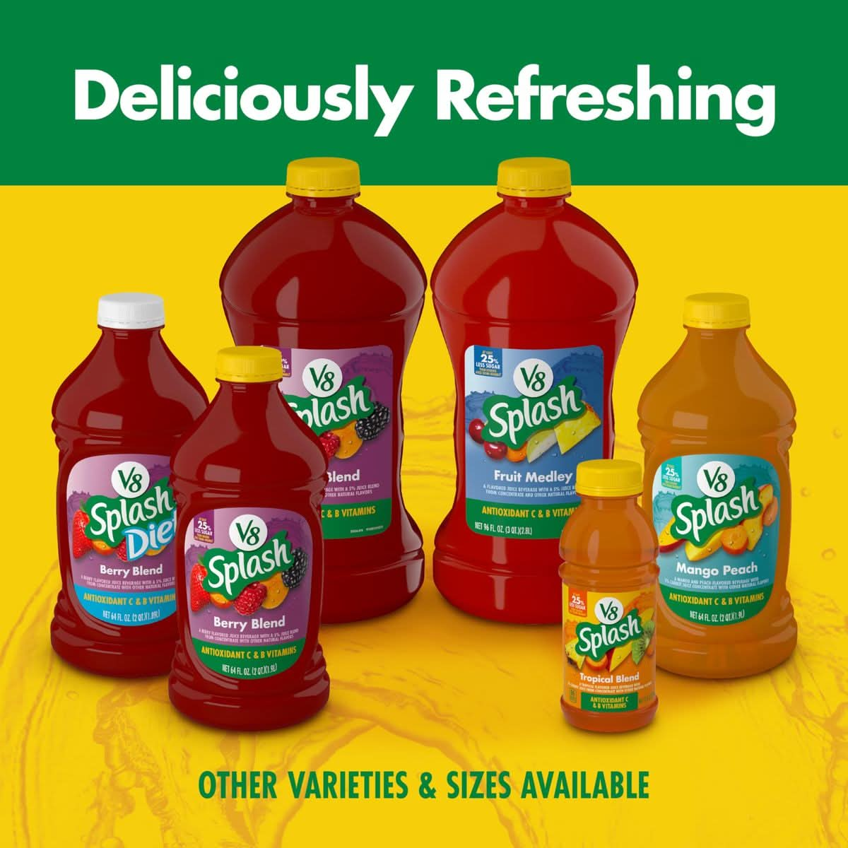 V8 Splash Fruit Medley Flavored Juice Beverage 64 fl oz Bottle 6 Pack