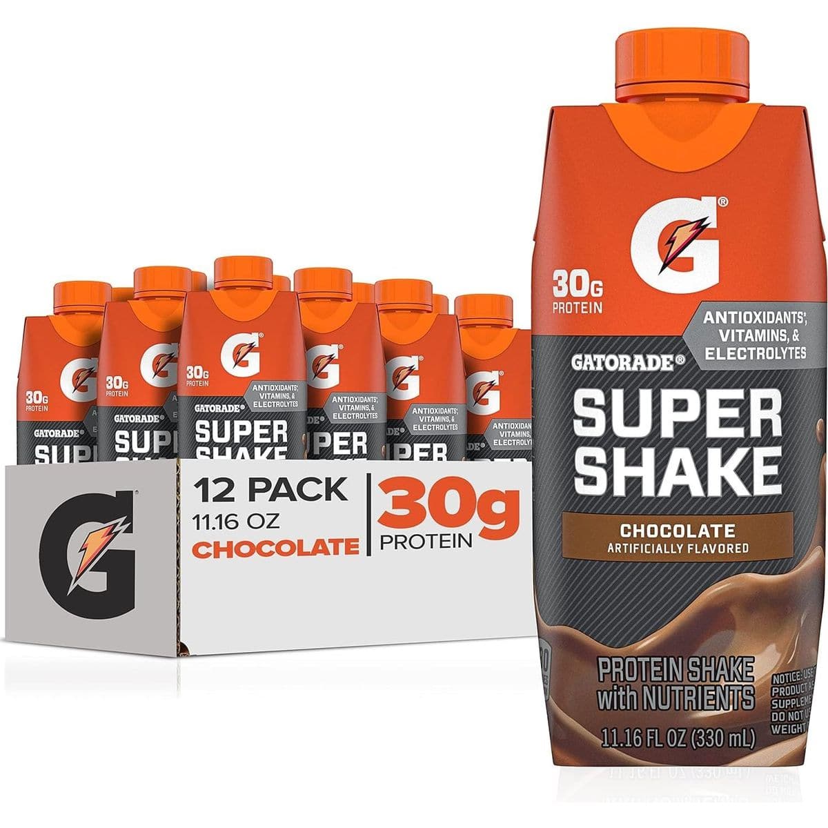 Gatorade Super Shake - Chocolate, 30g Protein - 11.16 fl oz Carton