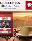 Rojo Elephant Honest Abe Handcrafted Decaf Ground Coffee SingleOrigin 100 Arabica Beans Premium Roast Smooth Rich Flavor Swiss Water Mountain Water Process Decaffeinated 11 0z Pack