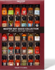 Thoughtfully Gourmet, Master Hot Sauce Collection Sampler Set, Flavors Include Garlic Herb, Apple Whiskey and More, Gift Set of 30