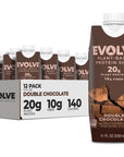 Evolve Plant Based Protein Shake, Double Chocolate, 20g Vegan Protein, Dairy Free, No Artificial Sweeteners, Non-GMO, 10g Fiber, 11 Fl Oz (Pack of 12) - (Formula May Vary)