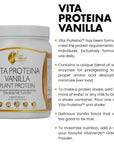 Vita Protein Vegan Vanilla Plant Protein, 20g Protein Per Serving for Sensitive Tummies with Plant Enzymes and Probiotics - Gluten Free, Soy Free, Vegan, GMO Free, Dairy Free - 17.6 oz 500 grams