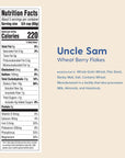 Uncle Sam Original Wheat Berry Flakes Cereal, High Fiber, Whole Grain, Non-GMO Project Verified, Kosher, Heart Healthy, Vegan, 10 Oz Box (Pack of 12)