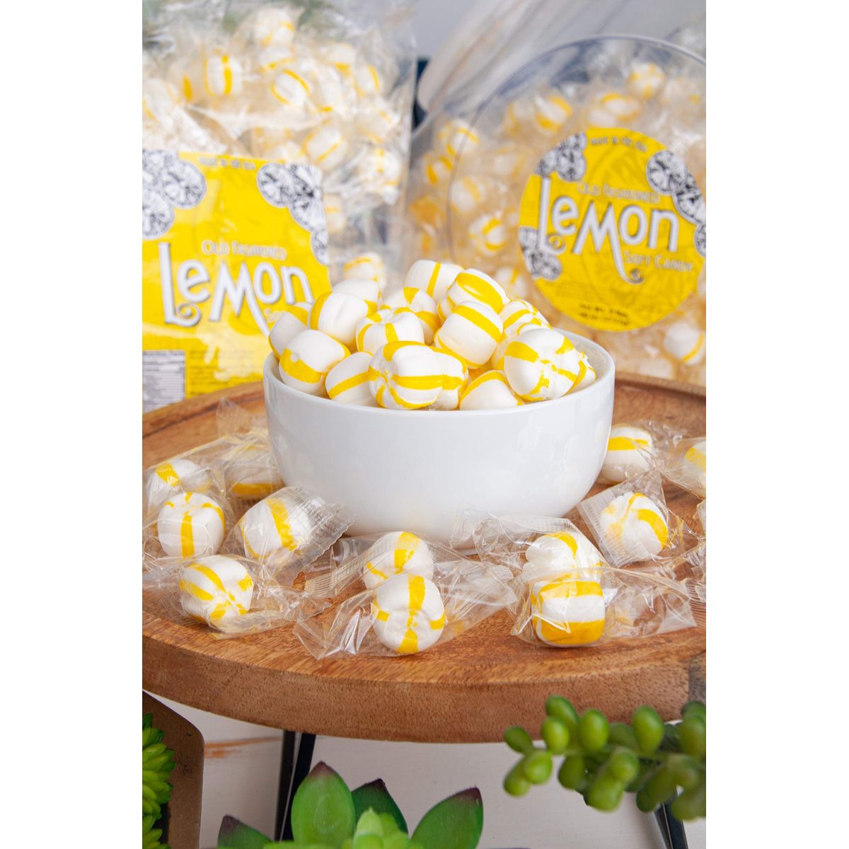 Stewart Old Fashioned Lemon Flavored Pure Sugar Candy Puff Balls  Individually Wrapped Candy Snack FatFree CholesterolFree GlutenFree Made in the USA  27oz Tub