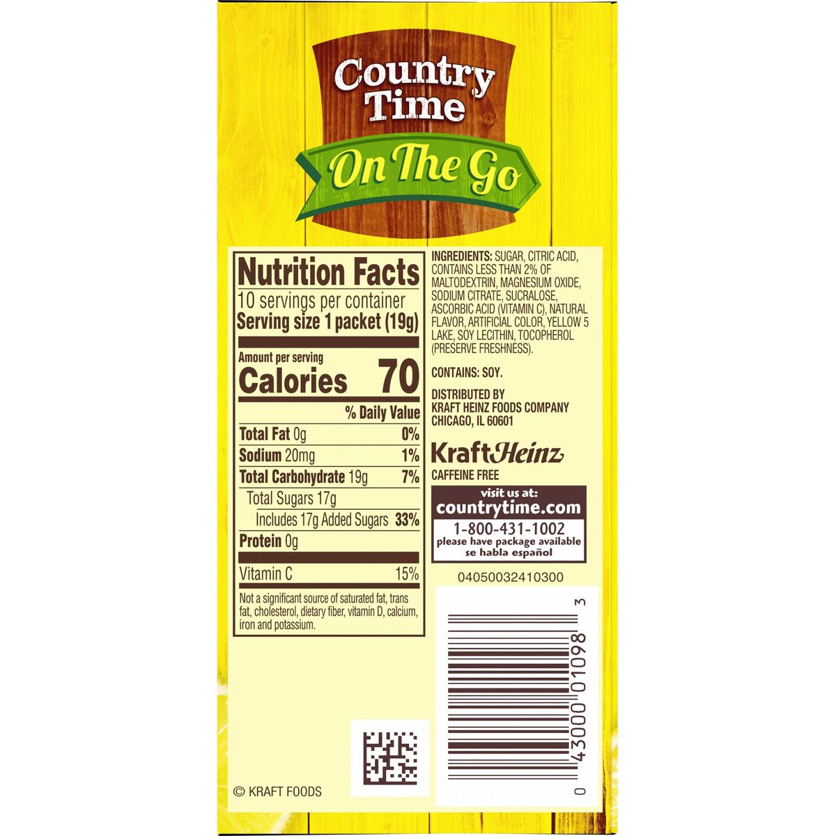 Country Time Sugar Sweetened Lemonade OnTheGo Powdered Drink Mix 60 Count