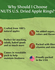 NUTS US  Dried Apple Rings  No Added Sugar  No Artificial Color  Chewy Texture  NONGMO  Juicy and Natural  Packed in a Resealable Bag 2 LBS