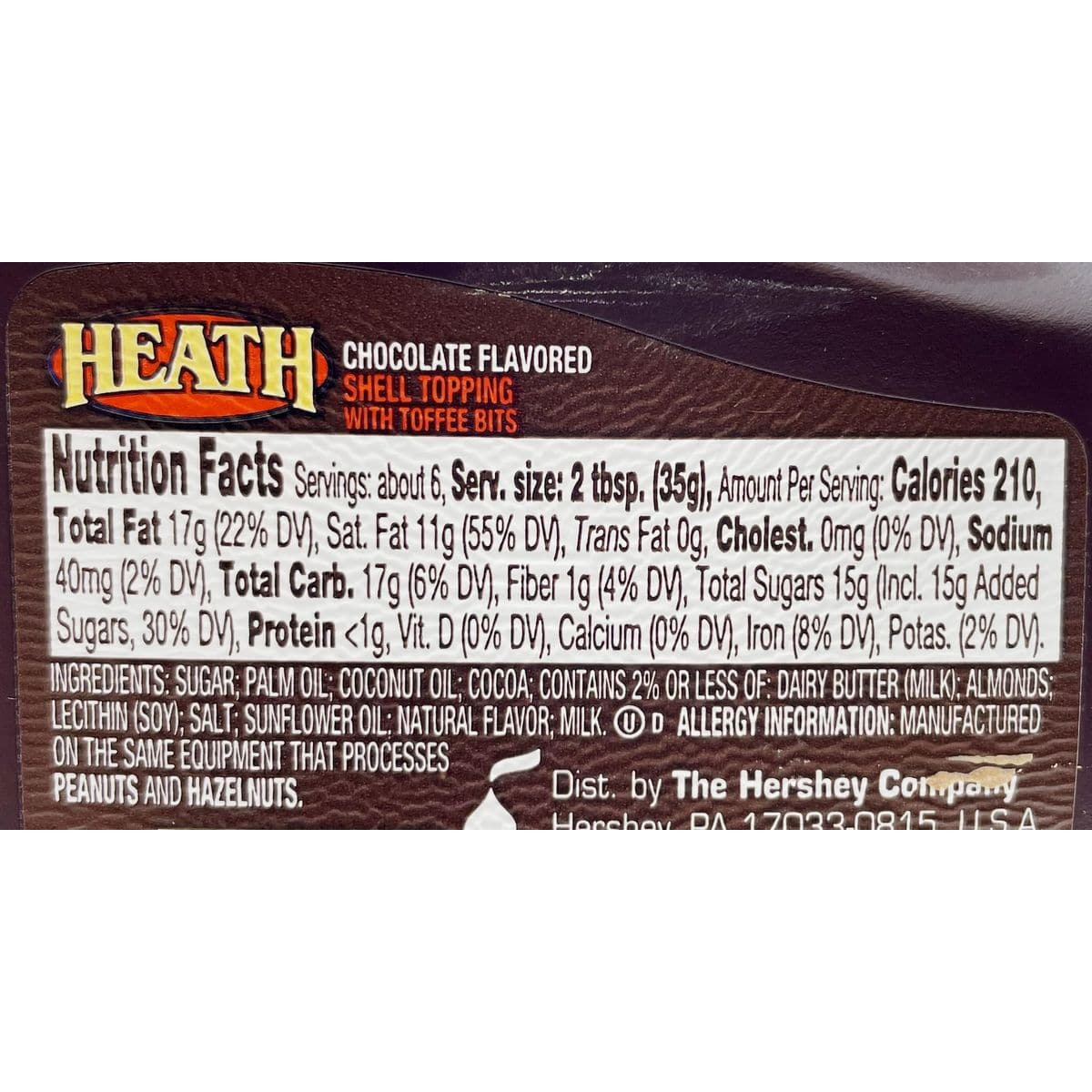 Dessert Topping Shell Syrup 3 Pack  Hersheys Chocolate 725 oz Reeses Chocolate  Peanut Butter 725 oz Heath Chocolate Toffee 7 oz