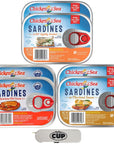 Chicken of the Sea Sardine Variety Pack Louisiana Hot Sauce Mustard Sauce Lightly Smoked 2 of each with 1  By The Cup Travel Toothpick Dispenser