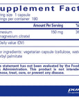 Pure Encapsulations Magnesium (Citrate) - Supplement for Sleep, Heart Health, Cognitive Health, Bone Health, Energy, Muscles, and Metabolism* - with Premium Magnesium - 180 Capsules