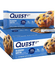 Quest Nutrition Blueberry Muffin Protein Bars, High Protein, Low Carb, Gluten Free, Keto Friendly, 12 Count