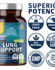 Number One Nutrition N1N Premium Lung Support Supplement [10 Potent Ingredients] Natural Lung Cleanse & Detox with Quercetin, Bromelain and Vitamin C to Help Support Respiratory Health, 60 Veg Caps