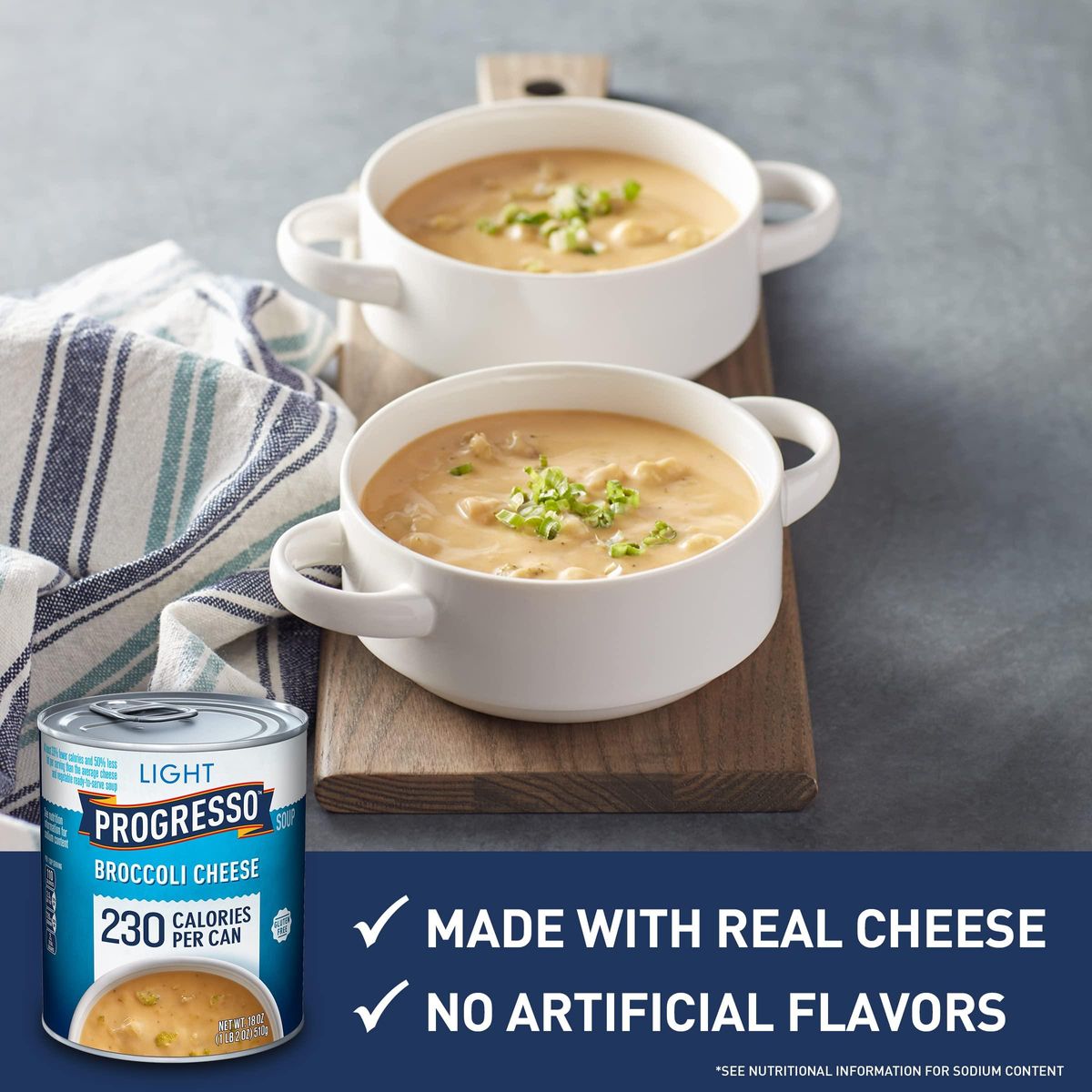 Progresso Light, Broccoli Cheese Canned Soup, Gluten Free, 18 oz.