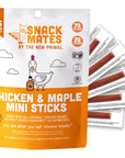 The New Primal Snack Mates Chicken  Maple Sticks Gluten Free Healthy Snacks for Kids Low Sugar High Protein Kids Snack for School Mini Paleo Jerky Meat Stick 7g Protein 50 Calories 15 Pack