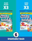 Welch's Juicefuls Juicy Fruit Snacks, Mixed Fruit & Island Splash Fruit Gushers Variety Pack, Gluten Free, 4 oz Sharing Size Bags (Pack of 6)