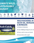 Safe Catch Canned Mackerel Fish in Pure Olive Oil Mercury Tested Wild Caught North Atlantic Mackerel Fillets Skinless  Boneless 4oz Cans Pack of 12