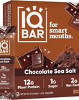 IQBAR Brain and Body Protein Bars  Chocolate Sea Salt Keto Bars  4 Count Energy Bars  Vegan Snack