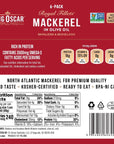 King Oscar Skinless  Boneless Mackerel in Olive Oil 405Ounce Cans Pack of 6