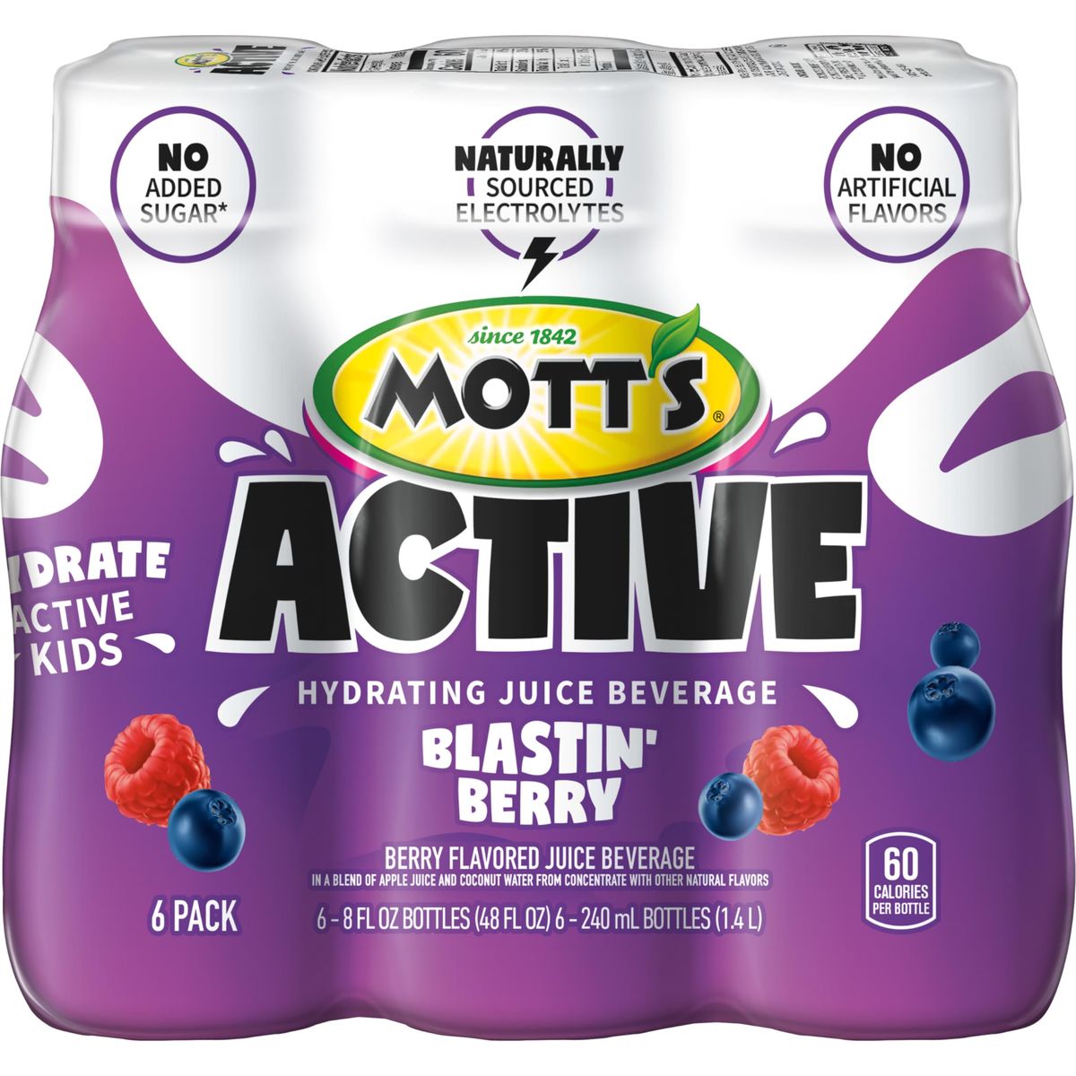 Motts Active Blastin Berry Hydrating Juice Beverage 8 Fl Oz Bottles 24 Count 4 Packs Of 6 Made With Naturally Sourced Electrolytes  Coconut Water Gluten  Caffeinefree Kosher