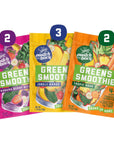 Switchback Greens Smoothie Powder Gluten Free Mix for Water Juice or Milk Made with Real Fruit and Veggies Green Drink for Energy Boost Vegan Plant Based 45g Fiber 7 Packets  Variety Pack