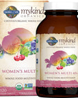 Garden of Life mykind Organics Vitamins for Women 40 Plus - 120 Tablets, Womens Multi 40 Plus, Vegan Vitamins for Women Over 40, Hormone & Breast Health Support Blend, Whole Food Womens Multivitamin