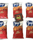 Munchie Box Jay's Hot Stuff Potato Chips an Iconic Chicago Style taste (Pack of ( 6 ) 1.25 Oz Bags)