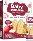 Hot-Kid Baby Mum-Mum Rice Rusks, Apple & Pumpkin, 24 Pieces (Pack of 6) Gluten Free, Allergen Free, Non-GMO, Rice Teether Cookie for Teething Infants