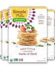 Simple Mills Organic Seed Crackers, Garlic & Herb - Gluten Free, Vegan, Healthy Snacks, Paleo Friendly, 4.25 Ounce (Pack of 6)