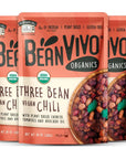 BeanVIVO Pack of 3 Organics Plant based Protein Three Bean Vegan Chili  Good Source of Fiber  Nutritious  Microwave Meals  GlutenFree Plant Food  10 oz