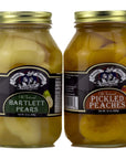 Amish Wedding Old Fashioned Pickled Peach Halves and Bartlett Pears Variety 2 Pack 32 oz Jars