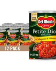 Del Monte Petite Canned Hot Diced Tomatoes with Jalapeno and Habanero 145 Ounce Pack of 12