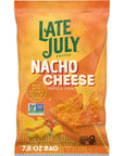 Late July Snacks Nacho Cheese Tortilla Chips, 7.8 oz Bag