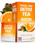 Total Tea SIimming Detox Tea Caffeine Free  25 Day Detox Tea  Herbal Tea with Chamomile Hibiscus Tea  Ginger Root for Colon Cleanse  Natural Citrus  Cinnamon Herbal Tea for Digestive Health