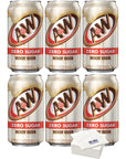 AW Root Beer Zero Sugar 12oz Cans Pack of 6 with Bay Area Marketplace Napkins