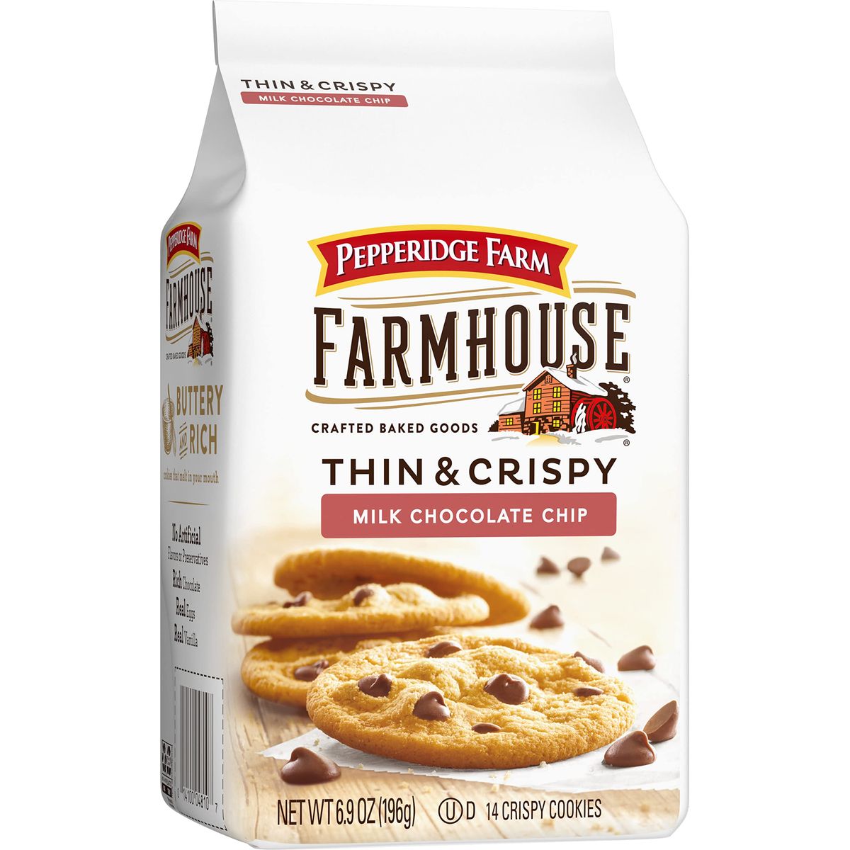 Pepperidge Farm Farmhouse Thin and Crispy Milk Chocolate Chip Cookies 69 OZ Bag 14 Cookies