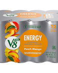 V8 +ENERGY Peach Mango Energy Drink - 8 FL OZ Can (Pack of 12)