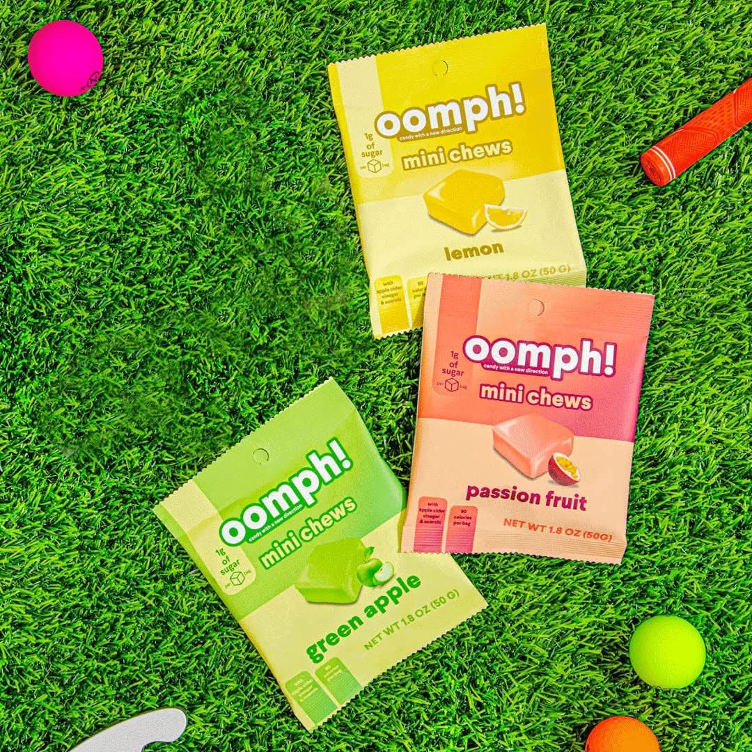 Oomph Sweets Mini Chews Low Sugar Fruit Snack  Low Calorie High Fiber Taffy Keto Vegan Healthy Candy for Kids  Adults 6 Variety Packs