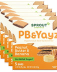 Sprout Organics, PB & Yayz Toddler Snack Bars, Peanut Butter & Banana, 5 Individual Bars 1.02 oz Each (6-boxes)