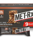 MET-Rx Big 100 Colossal Protein Bars, Great as Healthy Meal Replacement, Snack, and Help Support Energy, Peanut Butter Pretzel, With Vitamin A, Vitamin C, and Zinc, 100 g, (Pack of 9)