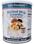 Soda Fountain Malted Milk Powder 1 lb Canister  Malt Powder for Ice Cream and Baking